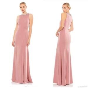 Mac Duggal 49093 Embellished Neck Trumpet Gown Size 16 Rose Pink